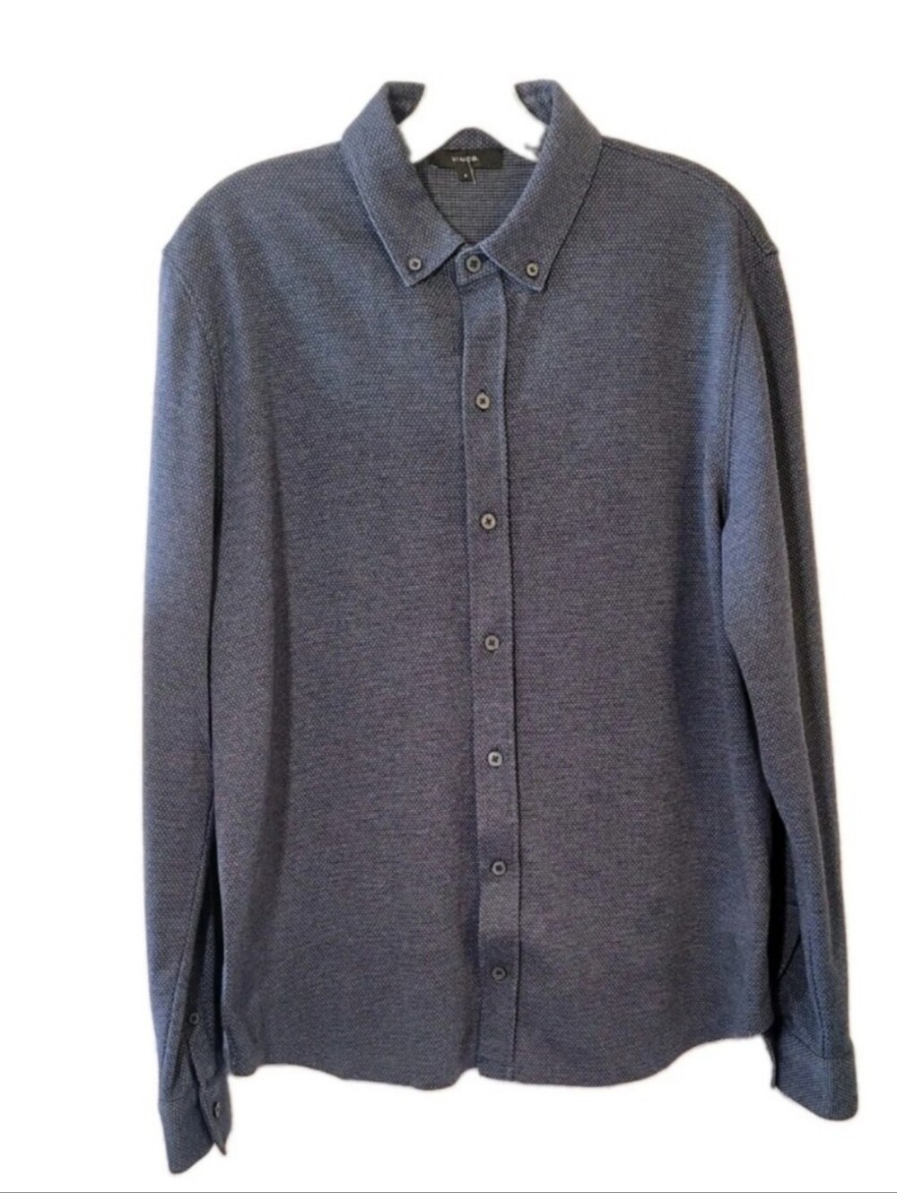 Vince Button Down Shirt Size M Blue Herringbone Long Sleeve Business Careerwear
